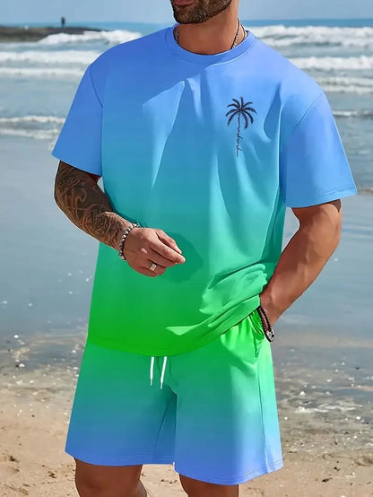 2025 Summer hot-selling T-shirt shorts set breathable comfortable quick-drying casual fashion men's suit vacation clothing