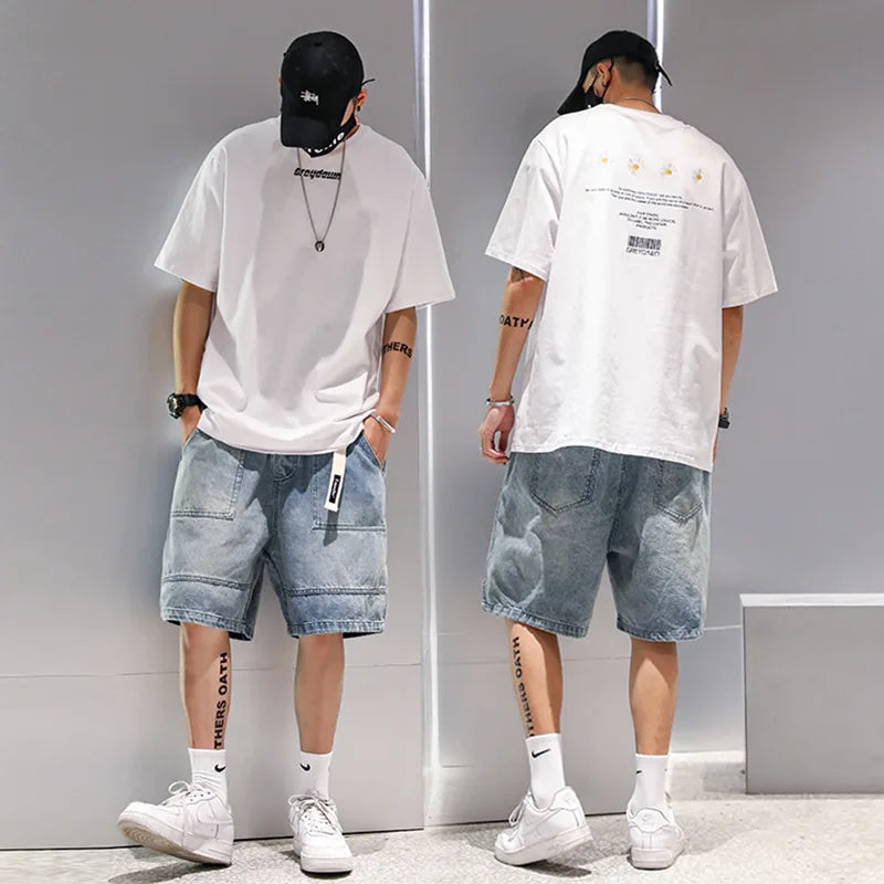 Denim Shorts Loose Casual Cargo Five Quarter Pants