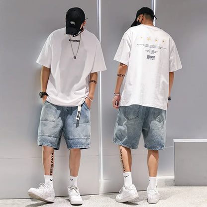 Denim Shorts Loose Casual Cargo Five Quarter Pants