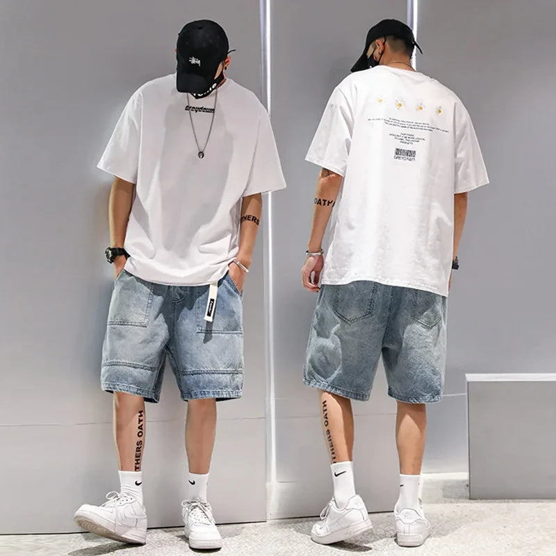 Denim Shorts Loose Casual Cargo Five Quarter Pants