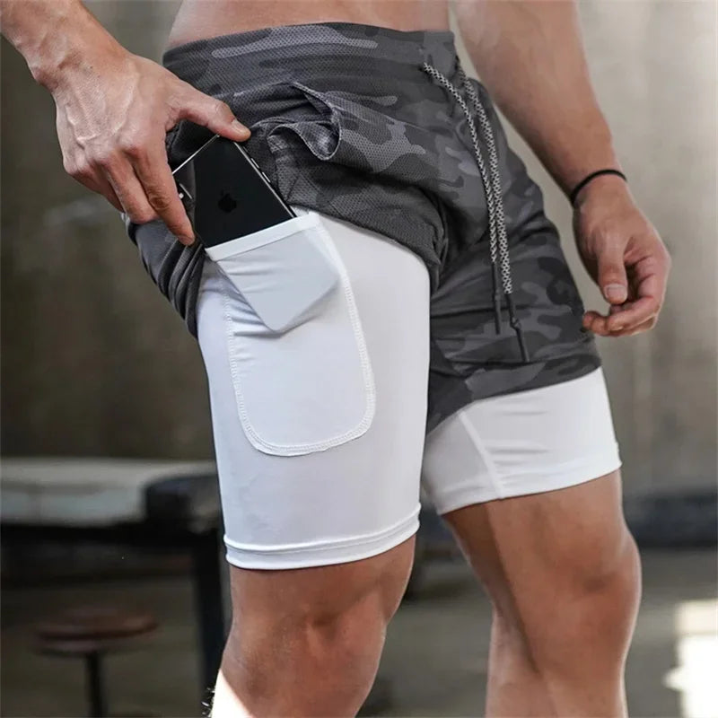 2024Anime Baki 2-in-1 Gym Performance Short Mens Athletic Compression Shorts Quick Dry Stretch Workout Fitness Running Sportwear
