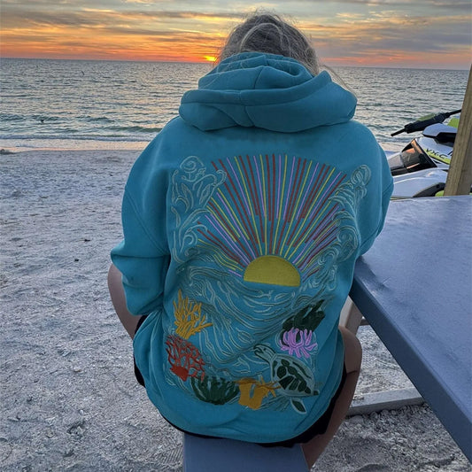 Women Sun Coral Embroidered