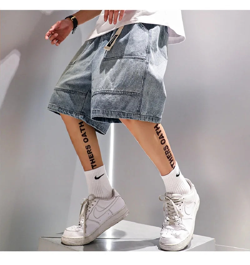 Denim Shorts Loose Casual Cargo Five Quarter Pants
