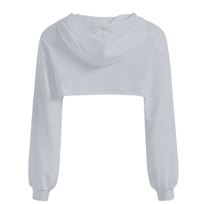 Autumn Streetwear Cropped Hooded Sweatshirt