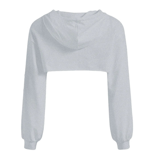 Autumn Streetwear Cropped Hooded Sweatshirt