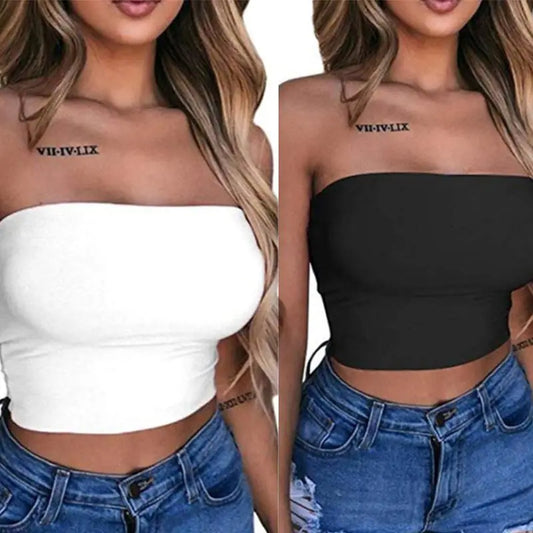 Womens Strapless Off Shoulder Crop Tube