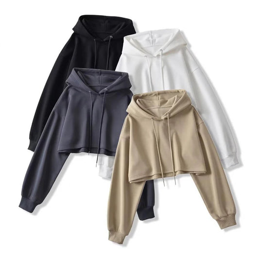Street Wear Crop Top Hoodie Women