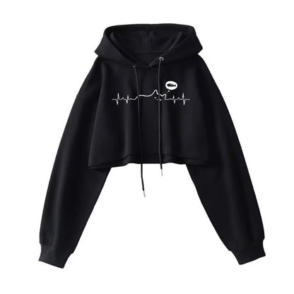 Street Wear Crop Top Hoodie Women