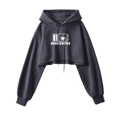 Street Wear Crop Top Hoodie Women