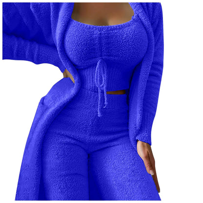 Fleece 3 Pc Teddy Loungewear Spaghetti Strap