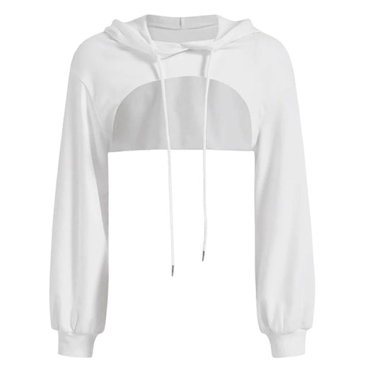 Autumn Streetwear Cropped Hooded Sweatshirt