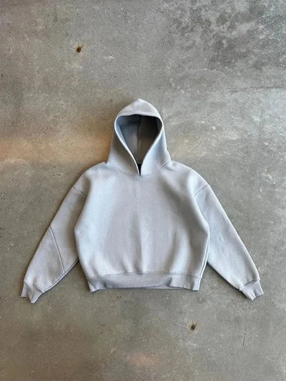 American street solid color hooded sweatshirt for men and women high street knitted warm sports casual sweatpants couple set