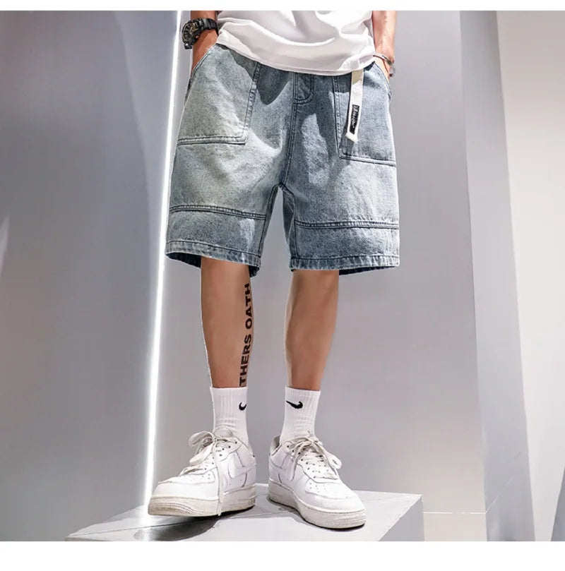 Denim Shorts Loose Casual Cargo Five Quarter Pants