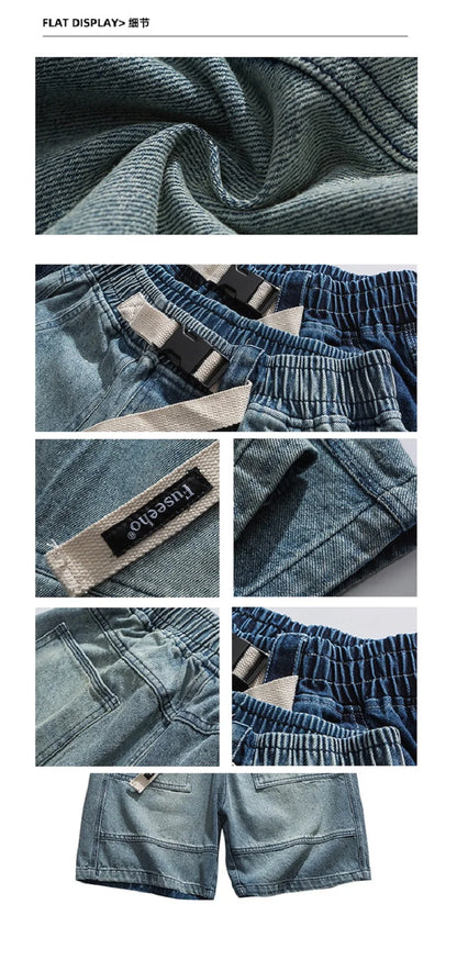 Denim Shorts Loose Casual Cargo Five Quarter Pants