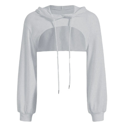 Autumn Streetwear Cropped Hooded Sweatshirt