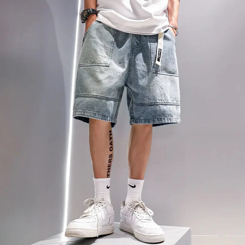 Denim Shorts Loose Casual Cargo Five Quarter Pants