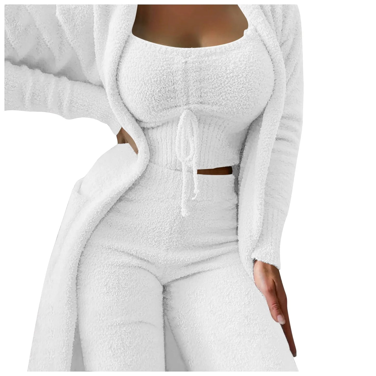 Fleece 3 Pc Teddy Loungewear Spaghetti Strap