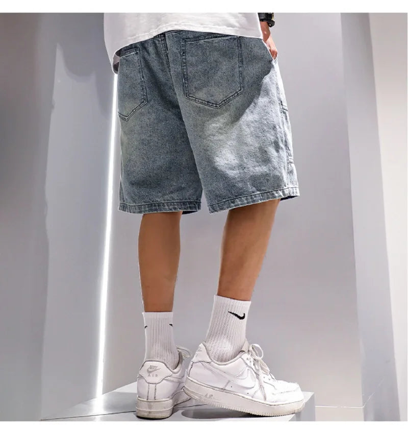 Denim Shorts Loose Casual Cargo Five Quarter Pants
