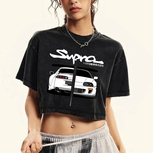 Crop Top JDM Print Short Sleeve