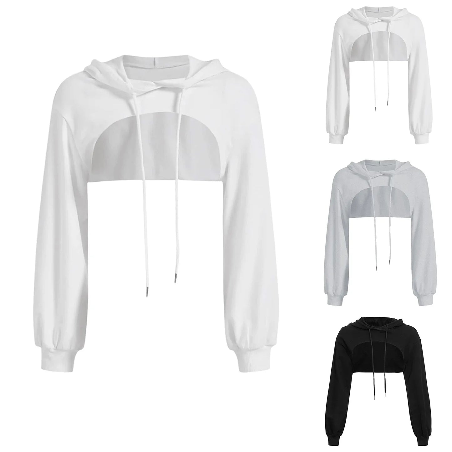 Autumn Streetwear Cropped Hooded Sweatshirt