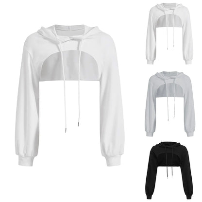 Autumn Streetwear Cropped Hooded Sweatshirt