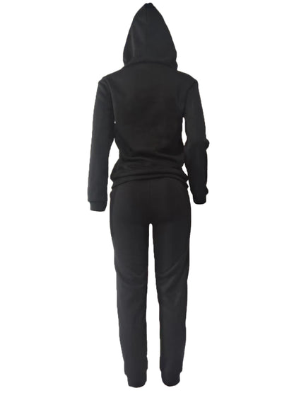 Casual Letter Print Two-piece Set, Kangaroo Pocket Hoodie & Drawstring Pants Outfits - Women's Clothing - Soft & Comfortable Fabric - Perfect for Casual Wear & Loungewear - Ideal Gift for Women